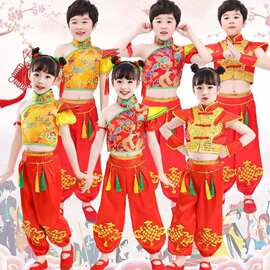 元旦儿童喜庆演出服女童中国开门红秧歌太平女儿幼儿民族舞蹈打鼓