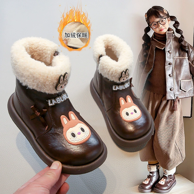 新款女童雪地靴卡通儿童马丁靴冬季大棉皮靴防滑保暖软底防冻潮款