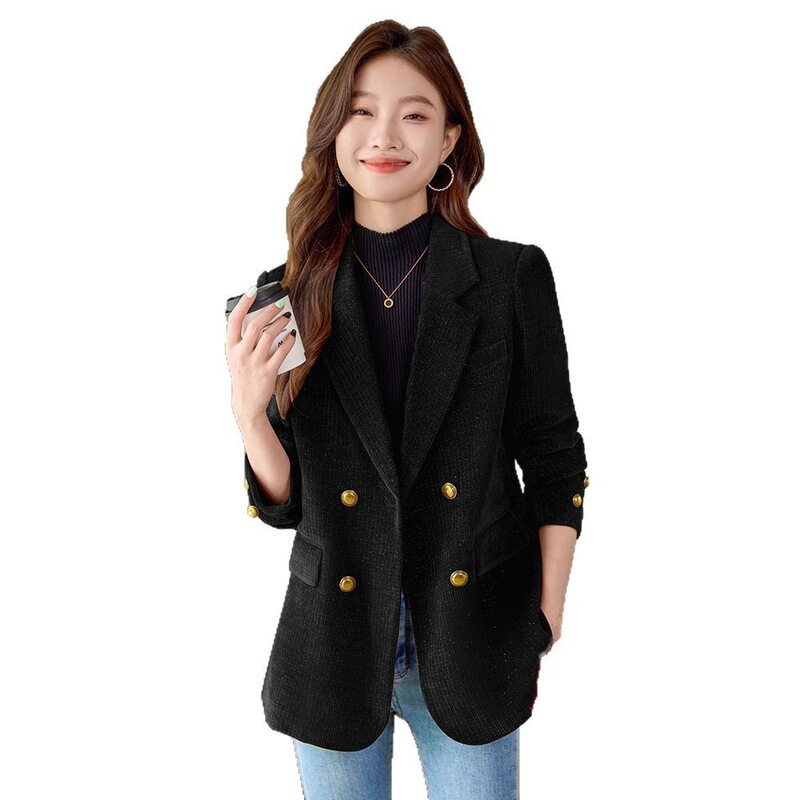 红色小香风西装外套女春秋夹棉厚款小个子气质休闲金丝绒西服上衣|undefined