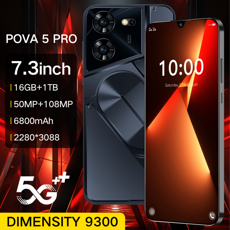 Pova5 Pro Cross-Border Tk Aliexpress Smartphone 2+16g Android 7.3inch Perforated Screen True 4g Full Network Compatibility