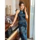 New Chinese Style National Style Jacquard Satin Dig Shoulder Cheongsam dress Style