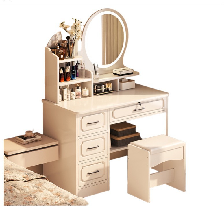 Comedor de vestir dormitorio simple y moderno 2025 nueva mesa de maquillaje lujosa alta sensación de dormitorio principal pequeño espejo de comedor