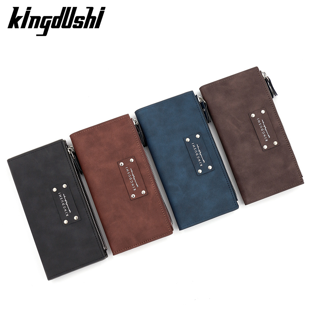 Coreano remache elemento de bolso largo para hombres con bisagra cremallera lateral bolso de mano bolso de tarjeta múltiple bolso de hebilla magnética