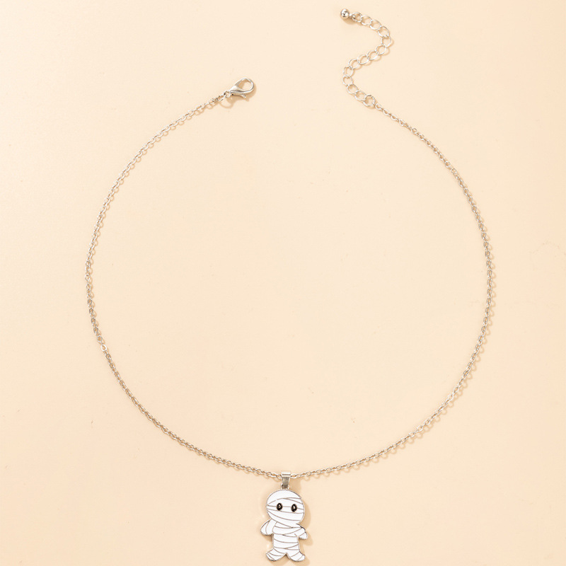 Halloween ghost eyeball mummy pumpkin lantern geometric necklace wholesale nihaojewelry