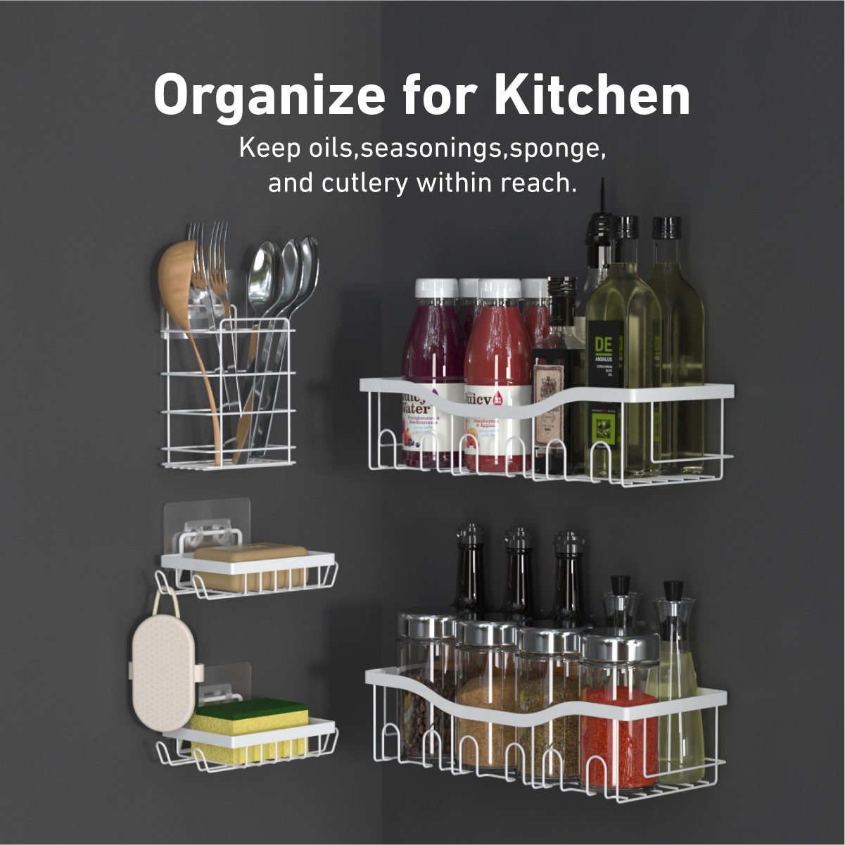 Nuevo conjunto transfronterizo de cinco piezas de baño lavabo lavabo estante de almacenamiento sin perforación estante de pared estante de almacenamiento multifuncional