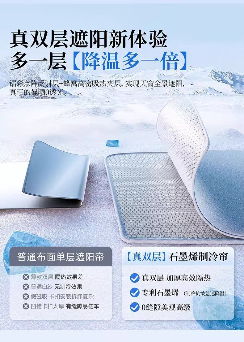 Car Sunshade, Custom-Made Graphene Privacy Curtain, Sun Protection and Heat Insulation Sunshade, Car Side Window Sunshade