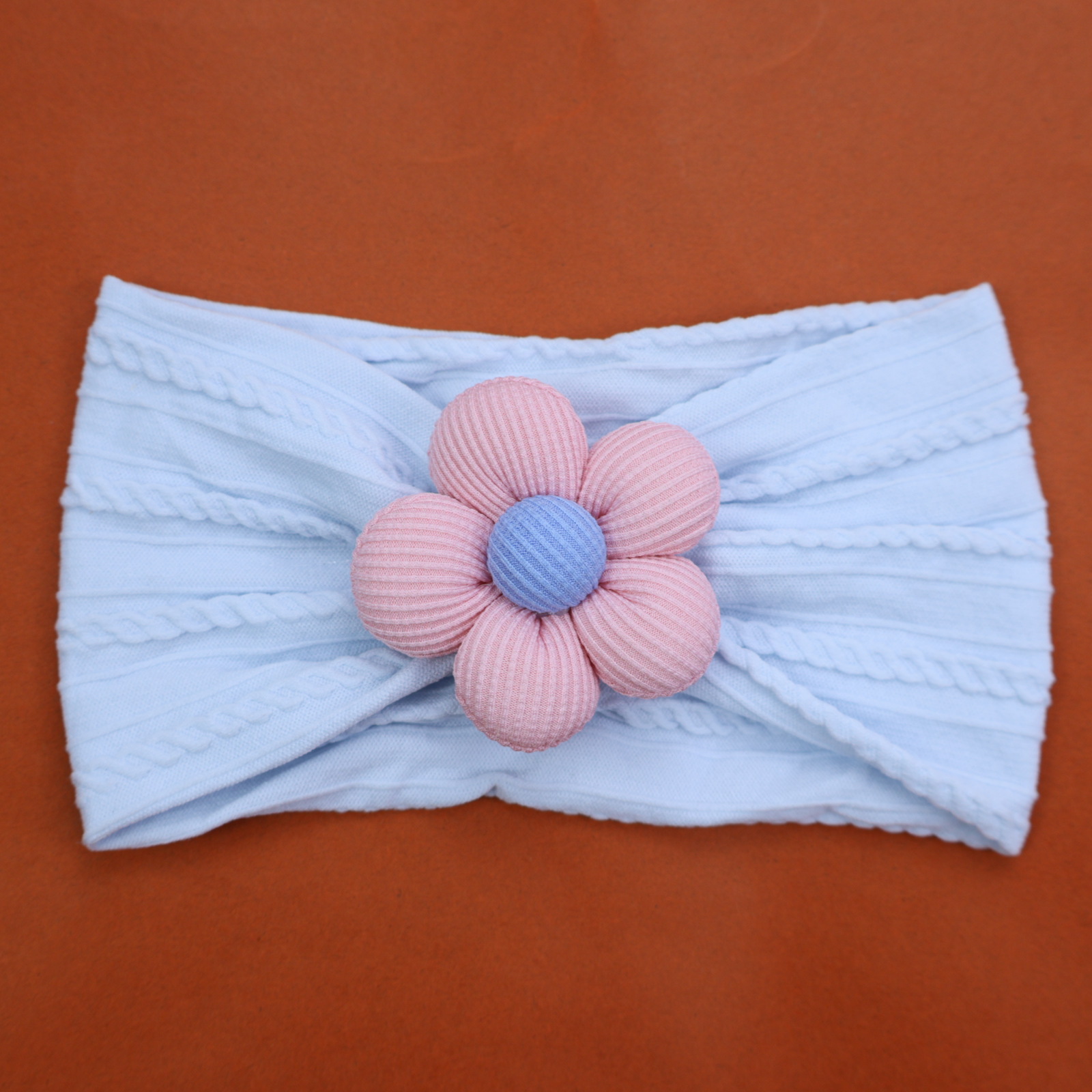 Diadema elástica para bebés, flor de cinco pétalos, accesorio suave para recién nacidas