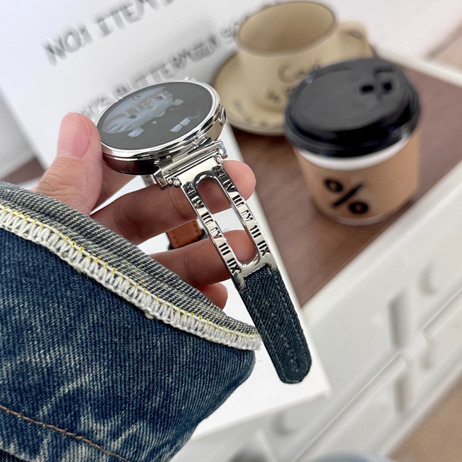 Suitable for Oppowatchx2Mini Women's Watch Strap New Curved Digital Bracelet with Denim Watch4Pro Wristband