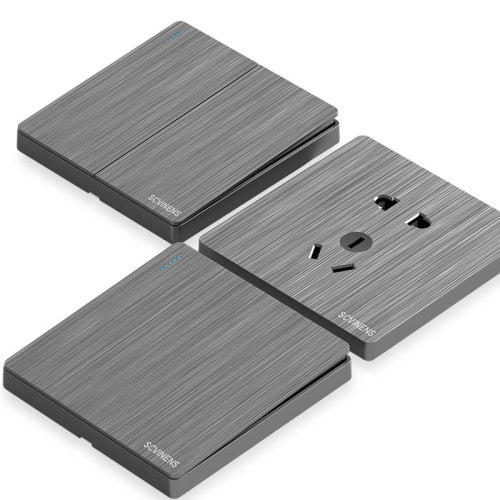 Brushed gray single-digit and double-control switch wholesale 86 type 2, 3, 5-hole concealed 5-pin USB wall socket panel
