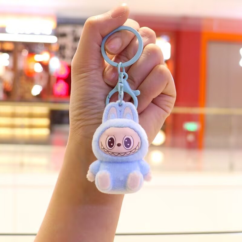 Labubu 植毛かわいいペンダント 6 センチメートル座りラブバッグキーホルダーかわいい漫画立体人形|undefined