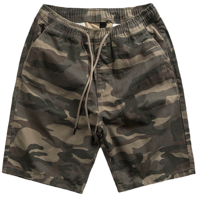 Мужские camouflage штаны для отдыха, ретро-шорты, эластичный пояс, свободный прямой крой, оптом