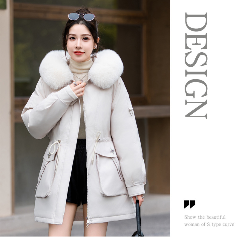 Abbigliamento da donna cappotto parka di grandi dimensioni cappotto in cotone con collo largo da donna stile coreano più vita in velluto cappotto caldo in cotone tendenza da donna_voghion.com