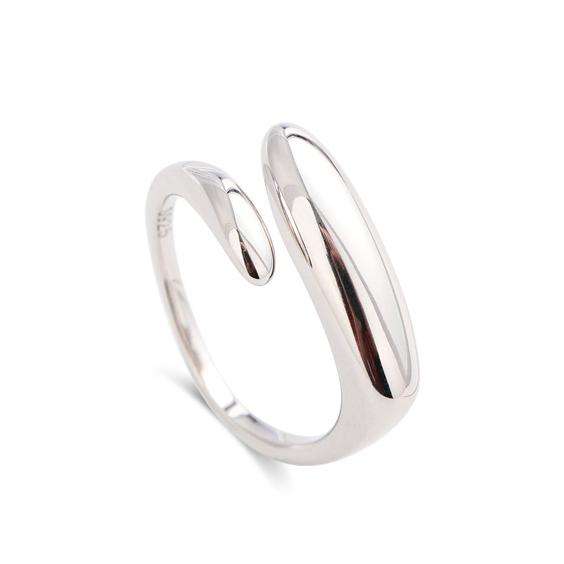 Llano anillo femenino 925 Luz de plata esterlina de lujo de alto sentido nicho diseño abierto anillo simple viento frío anillo de dedo índice