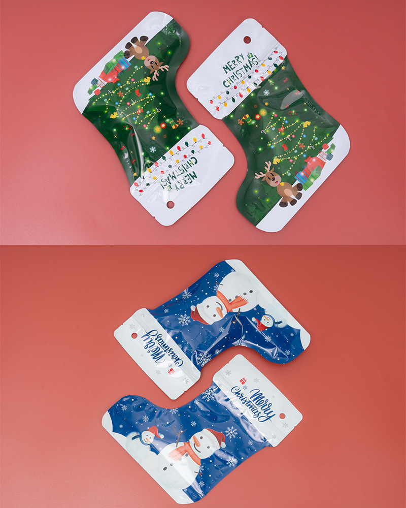 Aluminum Laminated Films Composite Cpp Material Christmas Cute Christmas Tree Santa Claus Christmas Socks Aluminum Laminated Films Composite Cpp Festival Gift Bags