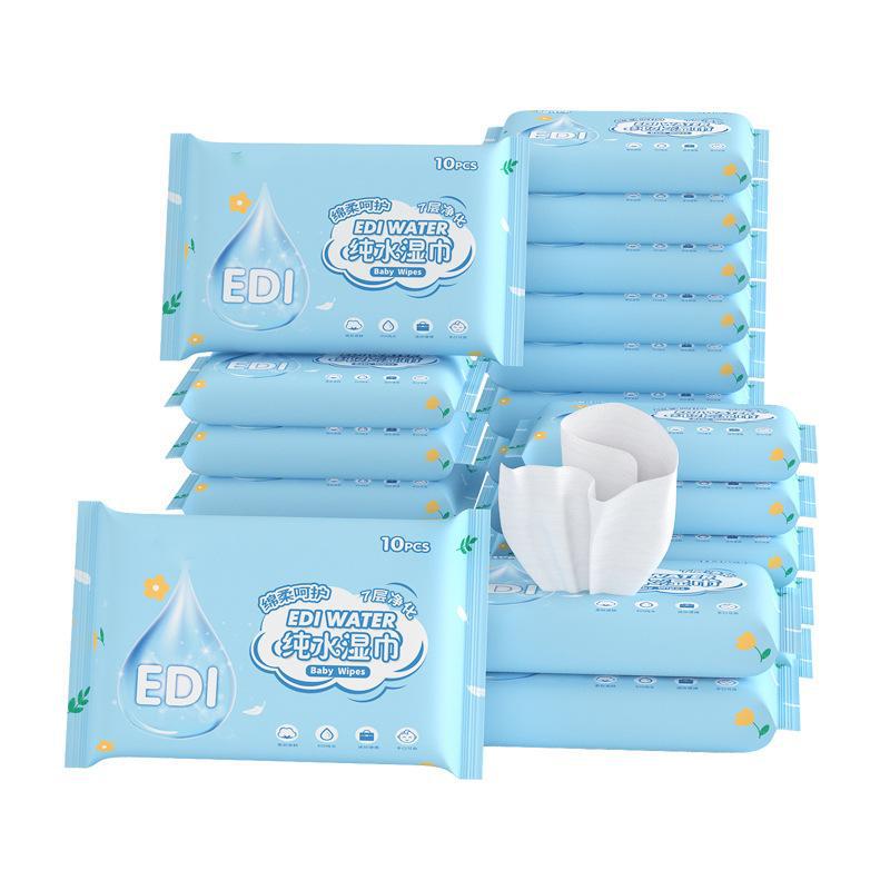 Free Shipping Manufacturer Wholesale Small Package Portable 10-Piece Wet Wipes for Baby and Kidsren's Hands and Mouth Cooling, Clean and Odorless Wet Wipes