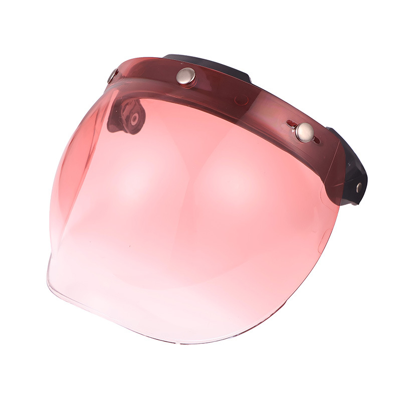 Venta caliente lente del casco de la motocicleta espejo burbuja medio casco retro casco de vuelo lente de tres botones con marco traje