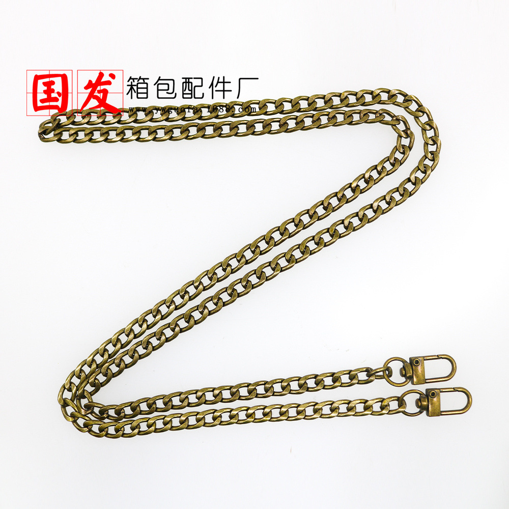 110CM botón de puerta de cadena plana 60CM 120CM bronce plata pistola negro oro ligero cadena de bolsa