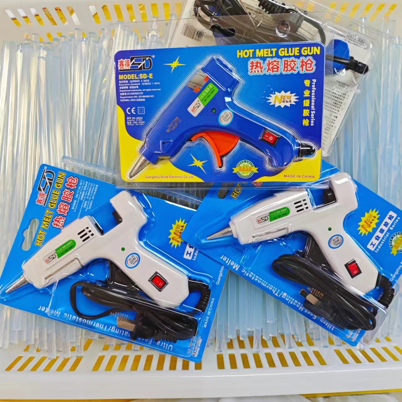 Desai para pistolas de pegamento de fusión en caliente, pistolas de pegamento de fusión manual multicolor, 20w para niños caseros hechos a mano, pegamento de capa de calor DIY para capturar pistolas de costura.