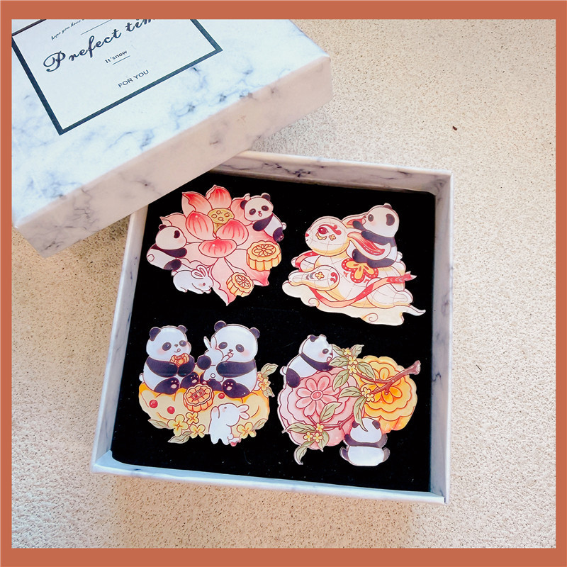 Mid-Autumn Mooncake Jade Rabbit Cartoon Acrylic Badge, Ancient Style Gift for Children and Friends, Brooch for Backpacks and Clothes Mid-Autumn Mooncake Jade Rabbit Cartoon Acrylic Badge, Ancient Style Gift for Children and Friends, Brooch for Backpacks and Clothes