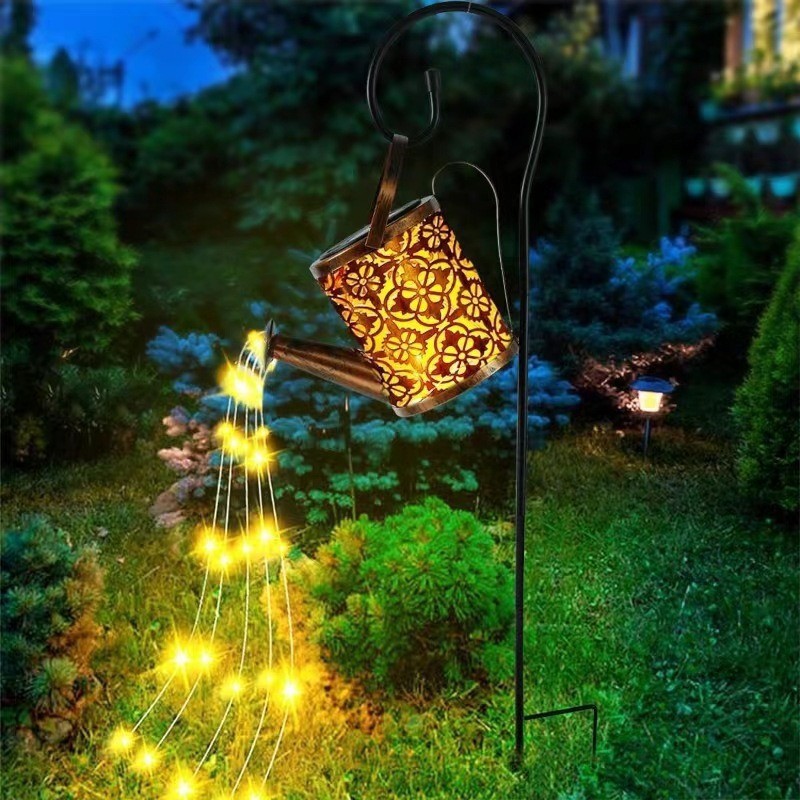Cross-border Amazon Solar Water Kettle Lamp Iron Star Pot Shower Lamp Ground Lamp Outdoor Garden Decorative Landscape Lamp