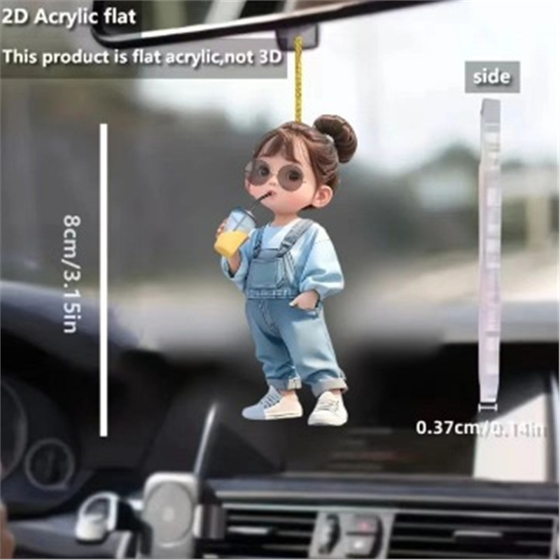 Nuevo plano acrílico transfronterizo para adorable té de leche gatos colgantes de automóviles fiestas colgantes de decoración del hogar