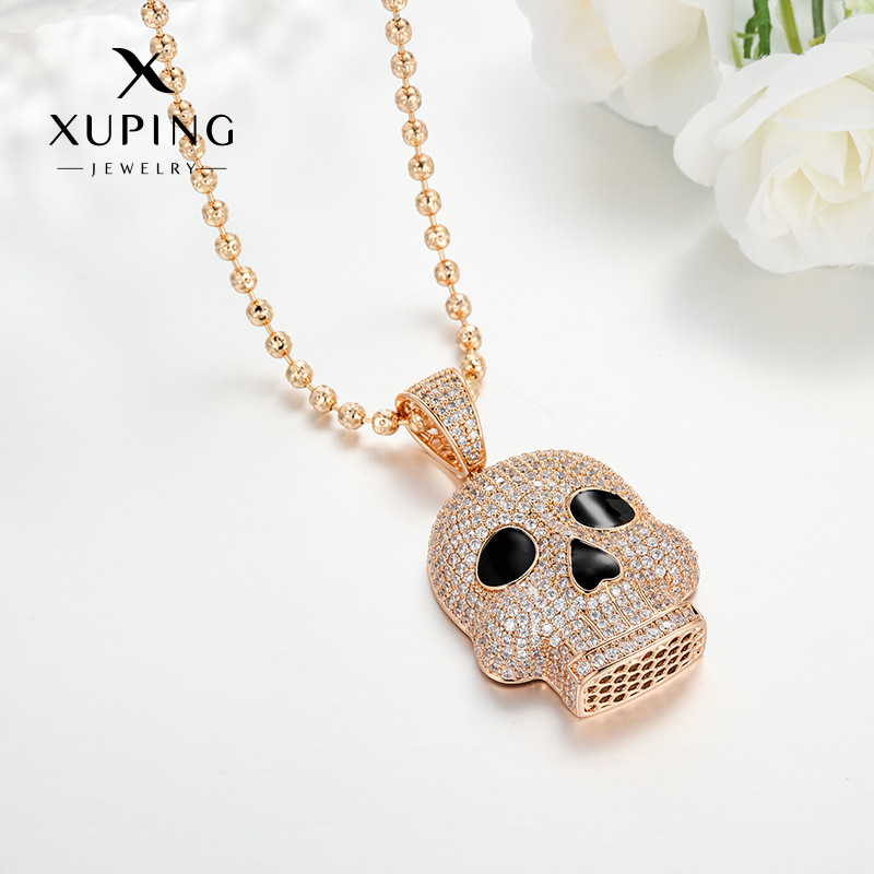 Joyas Xuping Amazon cráneo transfronterizo collar de diamante europeo y americano hip-hop aleación de cobre y zinc accesorios hipsters