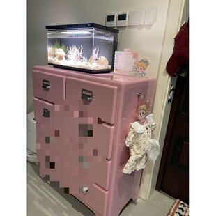 Japanese Retro Dopamine Colorful Internet Celebrity Chest of Drawers Metal Cabinet Storage Bedside Cabinet Storage Cabinet Drawer Cabinet