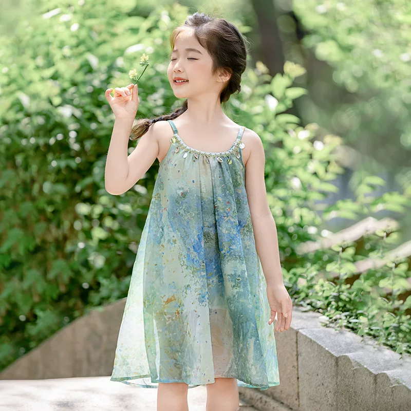 Summer slip dress, thin beach dress girl's for leisure, boho style, western style