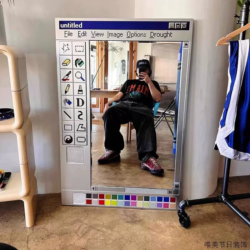 Зеркальная рамка в стиле INS с шевронным узором, аксессуар для фото в стиле TikTok, декор для создания атмосферы.