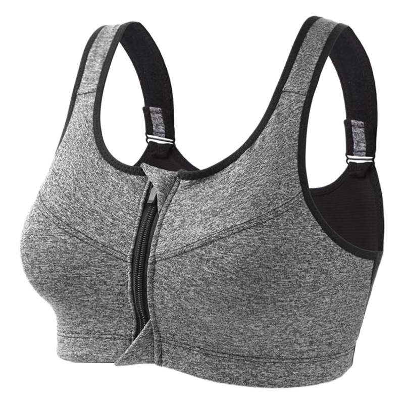 Fábrica al por mayor inalámbrico profesional de alta resistencia de cuatro niveles a prueba de golpes Sujetador deportivo con cremallera frontal ropa interior deportiva