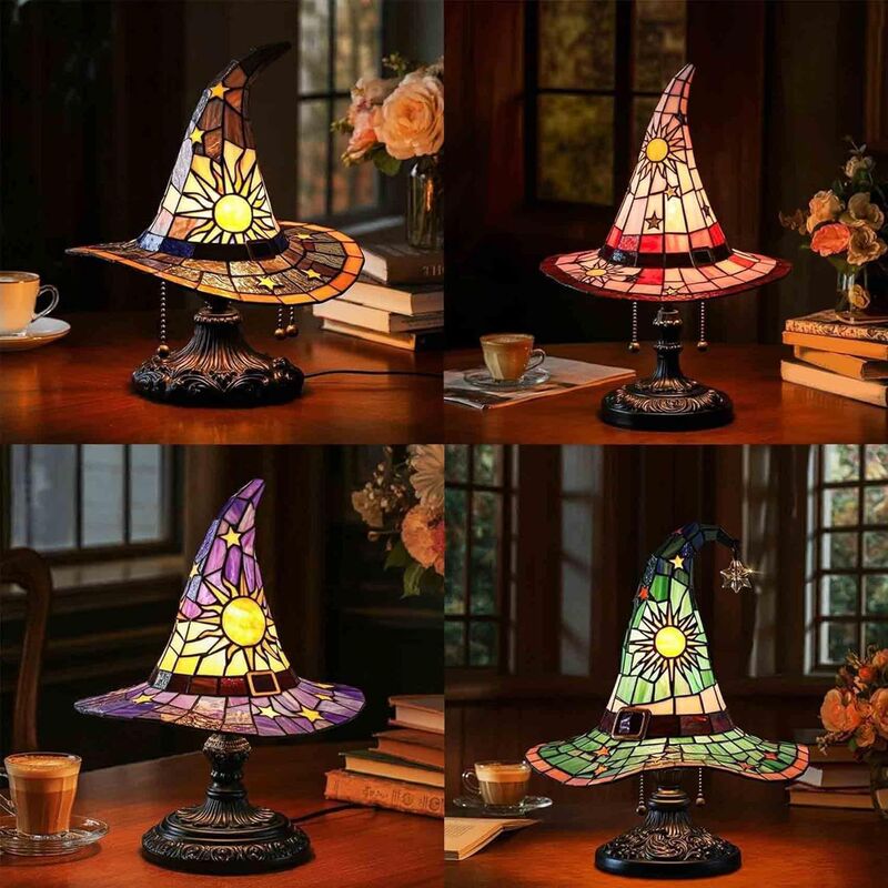 Cross-Border Independent Station New Witch Hat Lamps Resin Gothic Halloween Night Light Witch Hat Lamp Cross-Border Independent Station New Witch Hat Lamps Resin Gothic Halloween Night Light Witch Hat Lamp