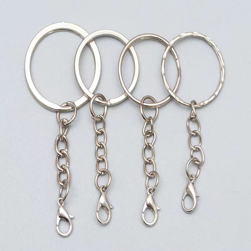 金属钥匙圈配件25mm光圈钥匙扣挂龙虾扣30mm平圈四节链条钥匙链