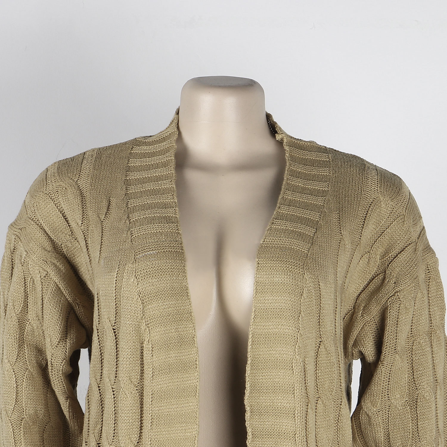 Damen Strickjacke Lang Aus Grobstrick In Unifarben Wintermantel_voghion.com