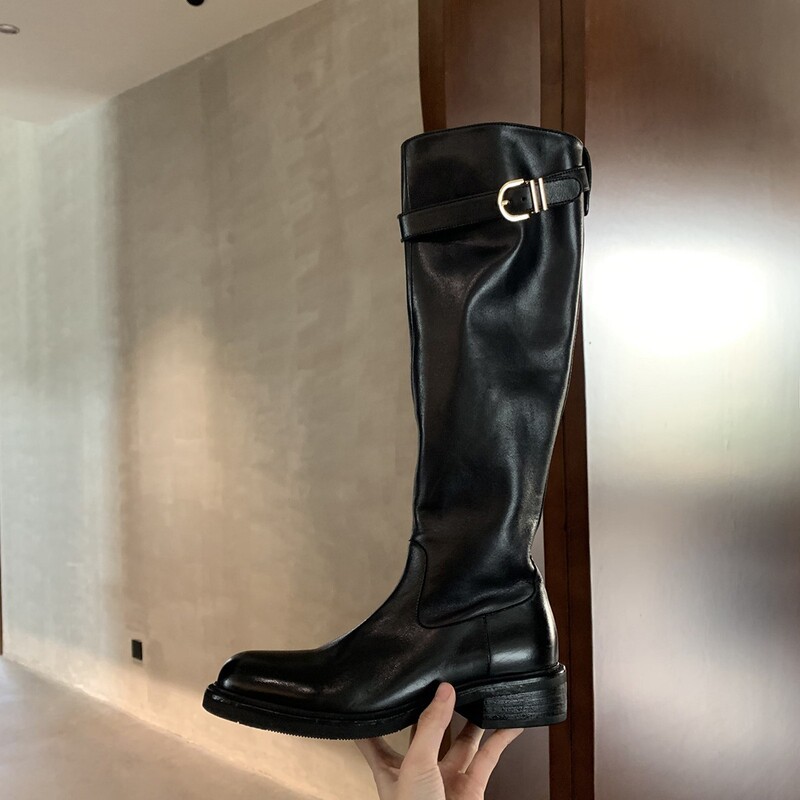 grape mom with vintage washed boots female knight boots side zipper widened fleece-lined chubby girl plus size 41-43