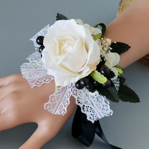 European and American wedding groom and bride corsage wedding banquet simulated corsage prom girls girls wrist flowers wholesale