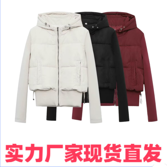 Nssf Homemade Cross-Border European and American Style Autumn and Winter Women's Casual Zipper Slim Short Hooded Cotton Jacket
