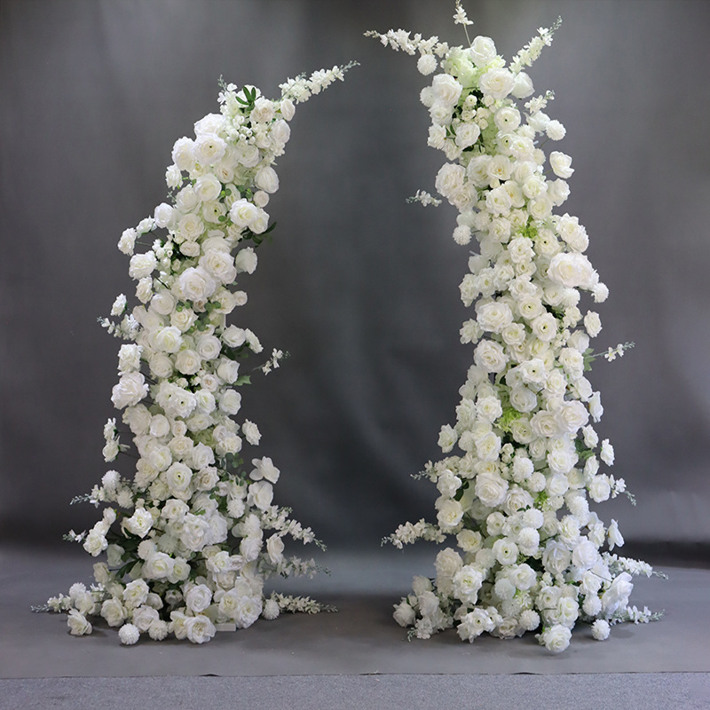 婚庆牛角门白绿仿真花艺跨境拱门排花婚礼装饰花排订婚宴橱窗绢花|undefined