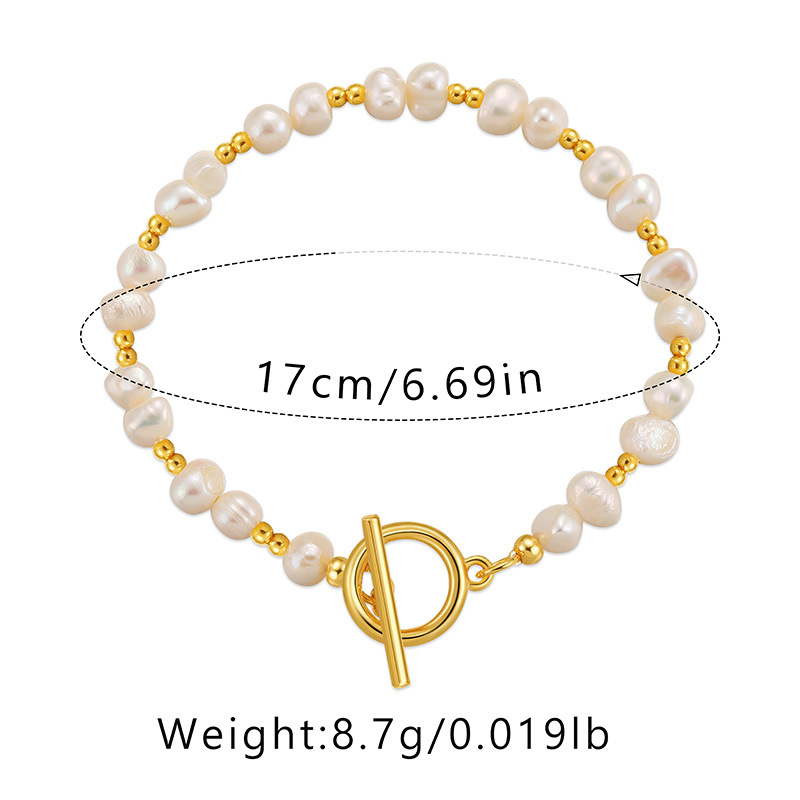 Vintage Style Geometric Freshwater Pearl Copper Plating 18k Gold Plated Bracelets display picture 1