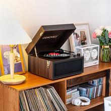欧蒂诺黑胶唱片机欧式复古木质留声机台式蓝牙音箱现代落地式唱机
