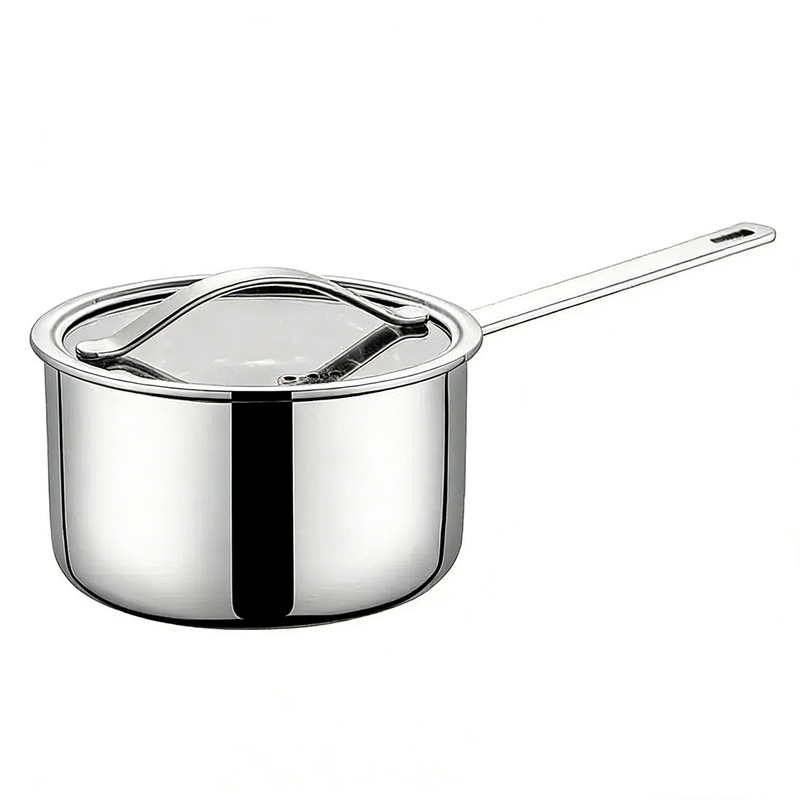 Cross-Border 304 Stainless Steel Milk Pot, Baby Food Supplement Cooking Pot, Non-Stick Pot, Double-Layer with Lid, for Frying and Cooking Instant Noodles