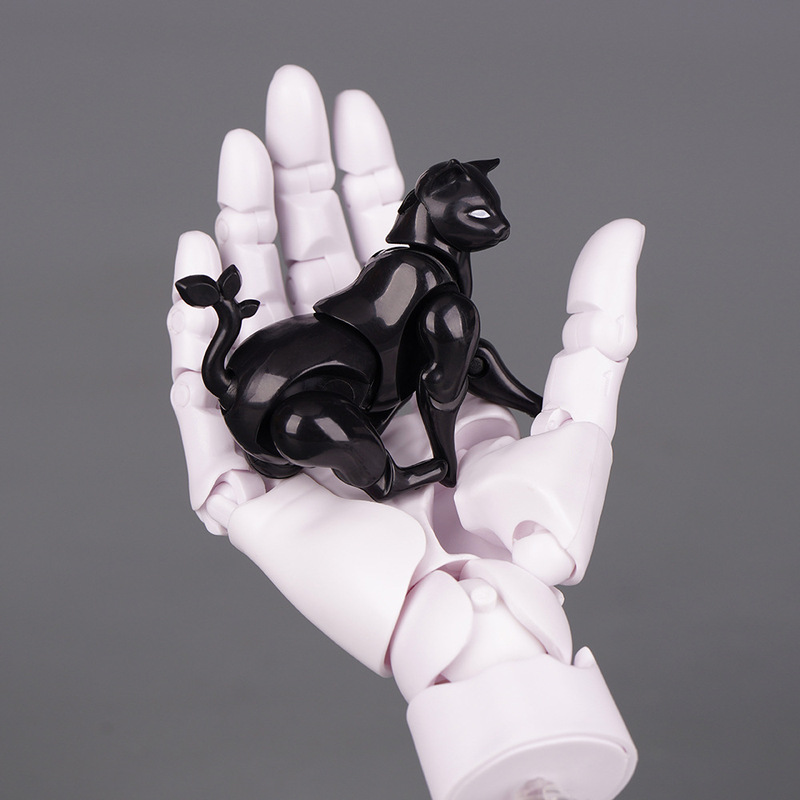 Machine Girl Box Cat Black and White Cat Joints Super Animated Drawing Sketch Handy Gadget Animal Model Ornament Gashapon