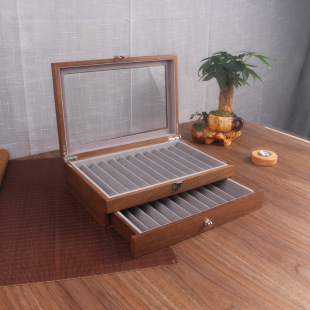 In-Stock Wooden Pen Case for 12 Vintage Rosewood Pens, Display Case for 34 Walnut Pens, Storage Box for Pens
