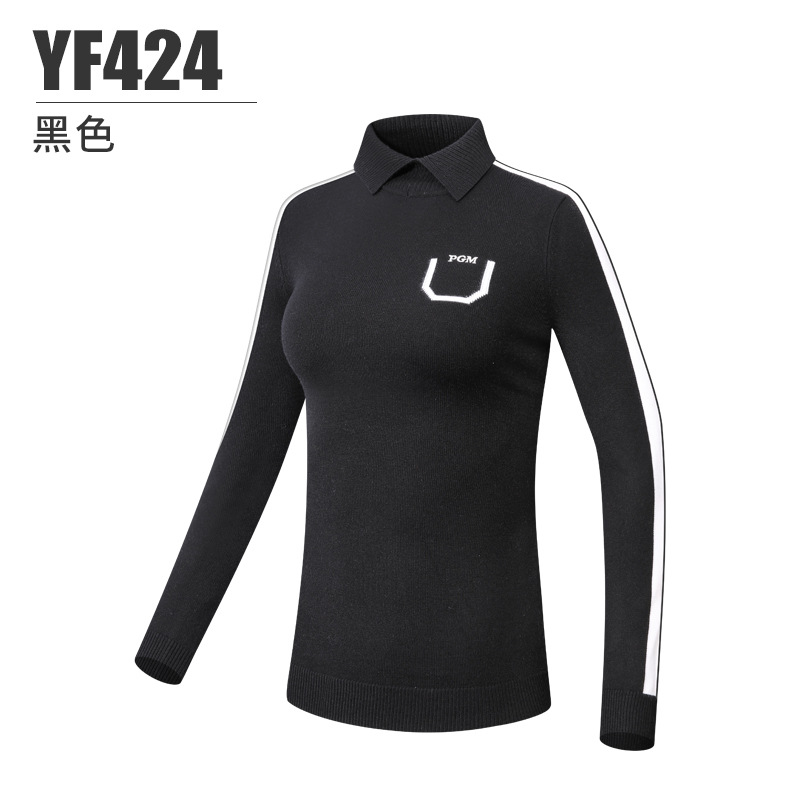 Áo len nữ dài tay PGM chơi golf thu đông chống lạnh — YF424-Đen, YF424-màu đỏ, YF424-màu trắng