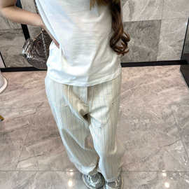 2026秋冬款毒家版本原标DI家字母刺绣LOGO条纹牛仔裤长裤男女