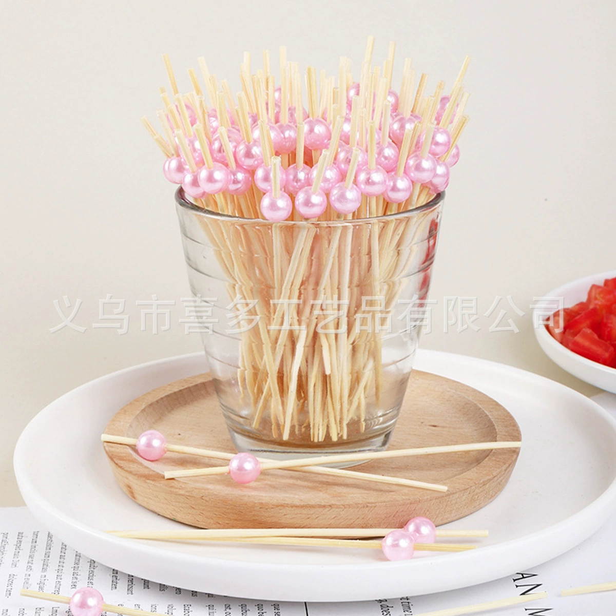 Красная бусина Знак Цвет фруктовая зубочистка Фруктовая тарелка украшение вставка знак фруктовая вилка отель KTV барные принадлежности 12