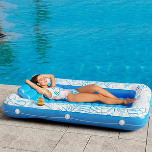 Amazon Cross-Border New Pvc Inflatable Floating Row Thickeneded Backrest with Cup Holder Floating Hammock Water Outdoor Toy
