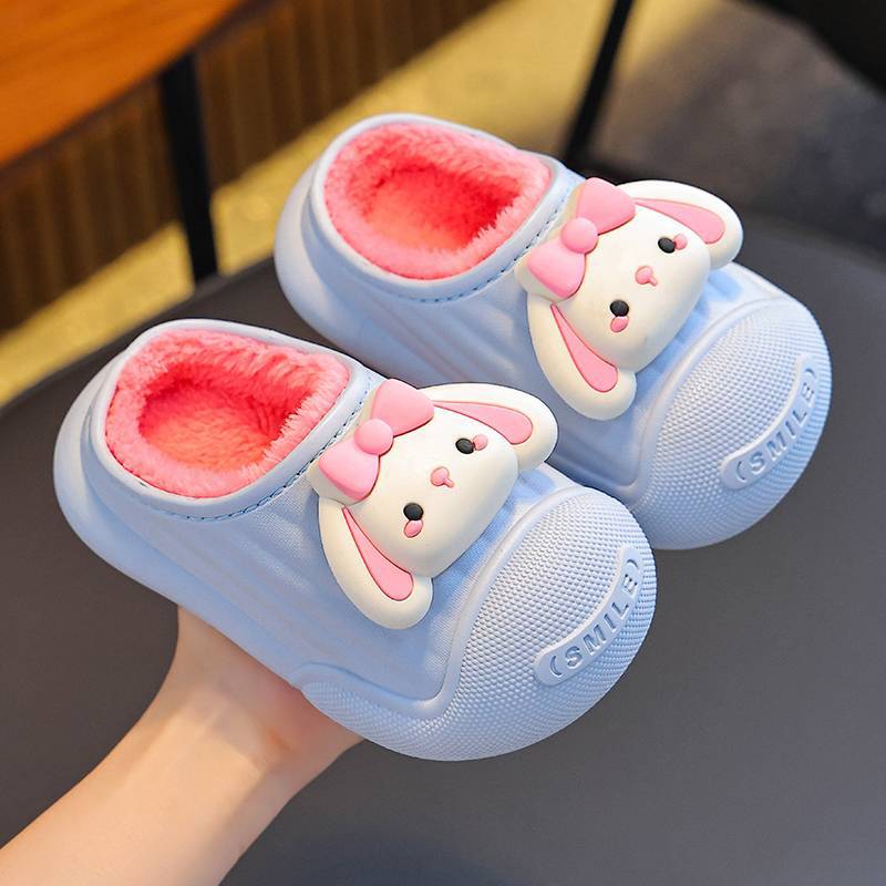 Zapatillas de algodón de invierno para niños y niñas calientes con cubierta de algodón impermeable de vello lindo bolso de bebé zapatos de algodón