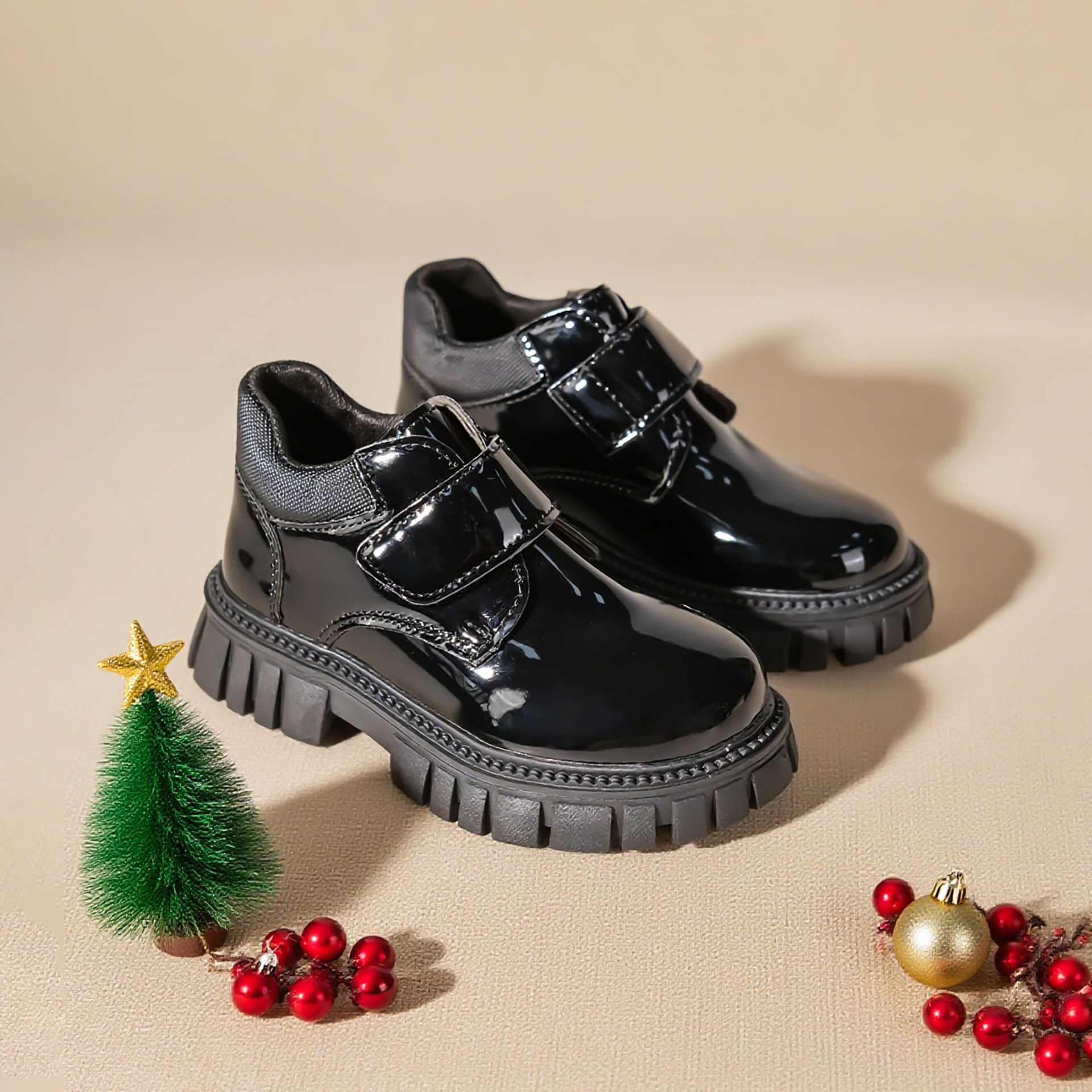 New Boys' Leather Boots Student Campus Graduation Performance Black Small Leather Shoes for Older Children British Style Versatile Short Boots