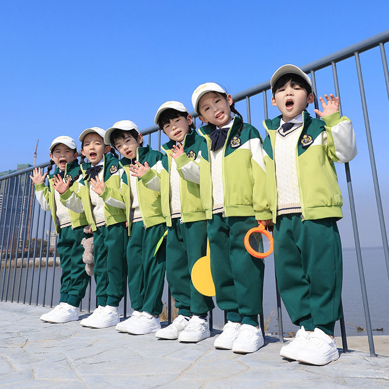 幼兒園園服春秋裝童兒運動服新款學院風班服套裝小學生校服三件套