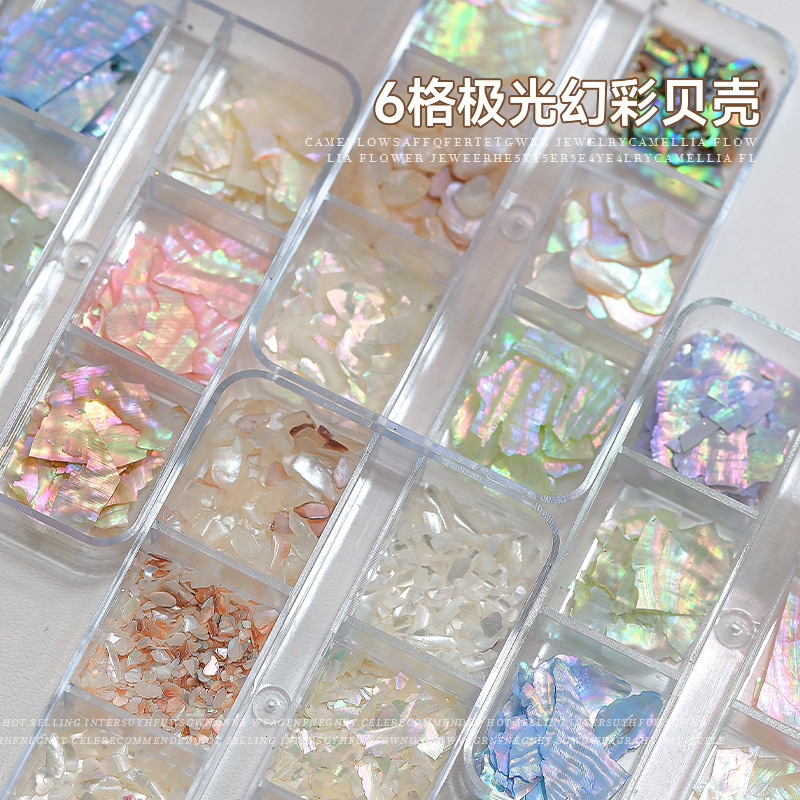 Internet Celebrant New 6-style Nail Armor Jewelry Aurora Magic Color Ultra-thin Shell Pieces All-match White Abalone Pieces Nail Accessories